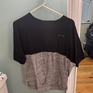 PINK Victoria's Secret Black and Gray Short Sleeve Tee